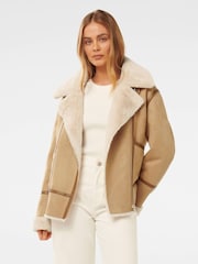 Forever New Brown Jen Aviator Jacket - Image 1 of 5