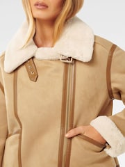 Forever New Brown Jen Aviator Jacket - Image 3 of 5