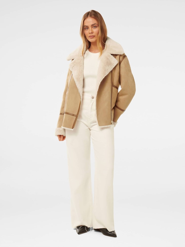 Forever New Brown Jen Aviator Jacket - Image 5 of 5