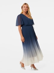 Forever New Blue Phillie Curve Pleated Midi Dress - Image 4 of 4