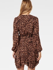 Forever New Brown Amila Belted Godet Mini Dress - Image 3 of 6