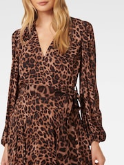 Forever New Brown Amila Belted Godet Mini Dress - Image 4 of 6