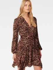 Forever New Brown Amila Belted Godet Mini Dress - Image 5 of 6