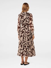 Forever New Brown Saskia Pleat Wrap Midi Dress - Image 2 of 5