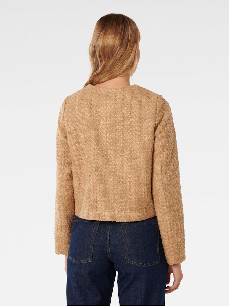 Forever New Brown Chrissy Crop Boucle Jacket - Image 2 of 5