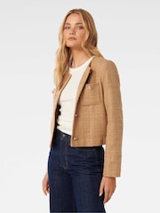 Forever New Brown Chrissy Crop Boucle Jacket - Image 4 of 5