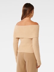 Forever New Cream Mariah Boucle Bardot Sweater - Image 2 of 5
