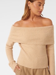 Forever New Cream Mariah Boucle Bardot Sweater - Image 3 of 5