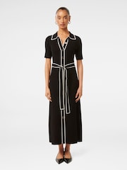 Forever New Black Cindy Petite Tipped Short Sleeves A-Line Dress - Image 1 of 4