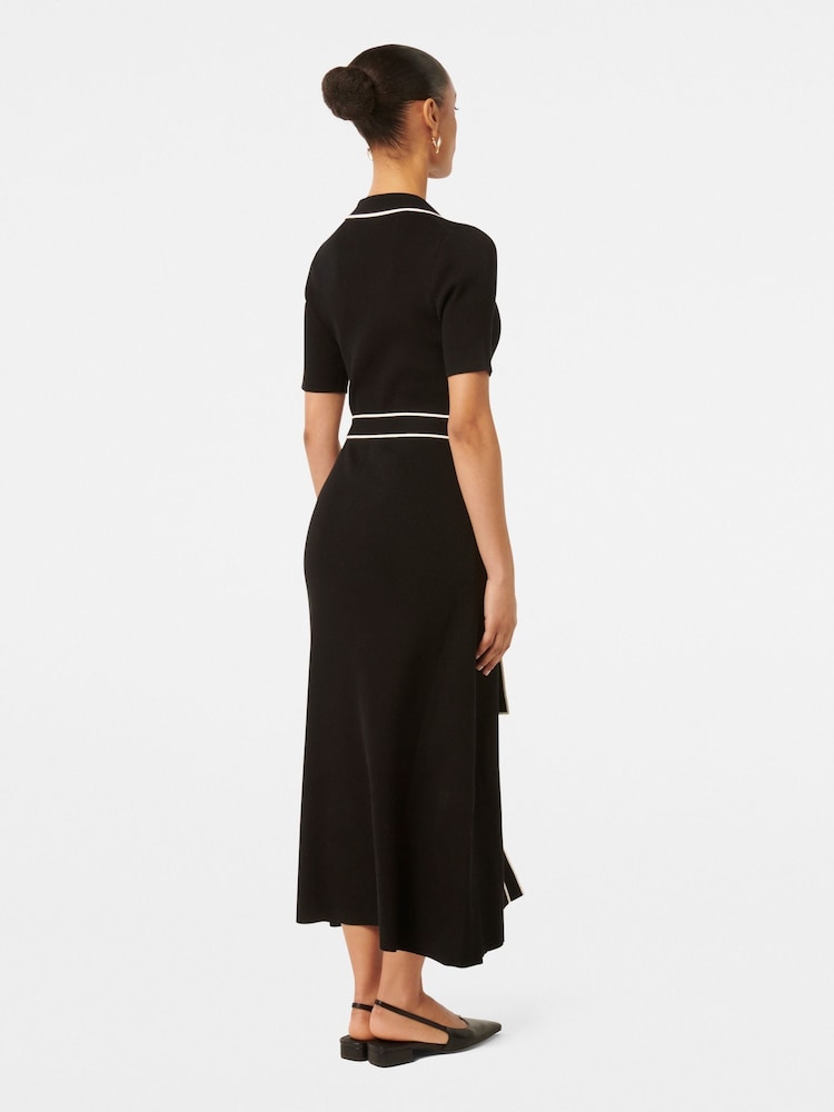 Forever New Black Cindy Petite Tipped Short Sleeves A-Line Dress - Image 2 of 4