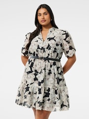 Forever New Brinkley Curve Puff Sleeves Mini Dress With a Touch Of Linen - Bild 1 von 5