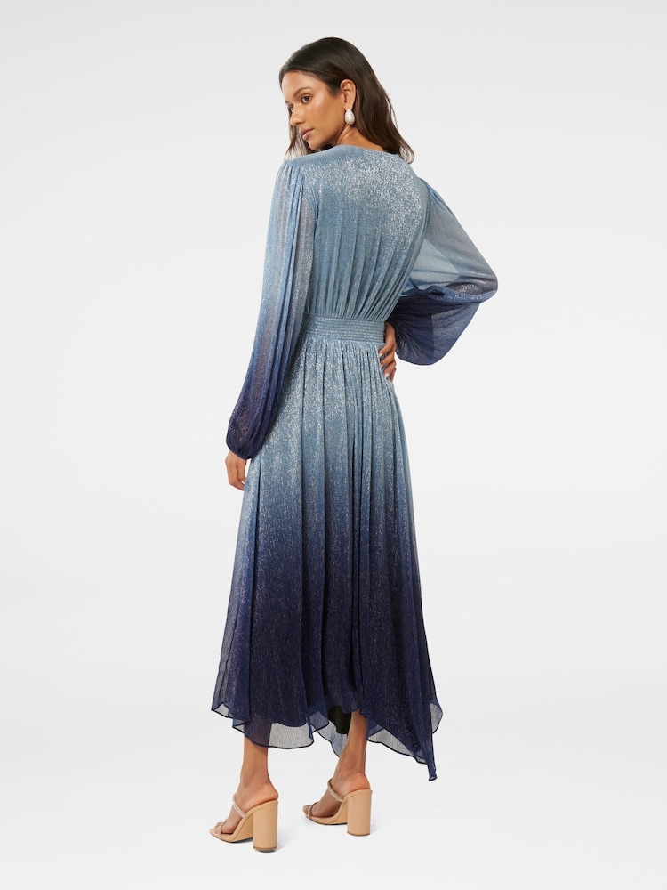 Forever New Blue Gisele Petite Ombre Plisse Maxi Dress - Image 2 of 4