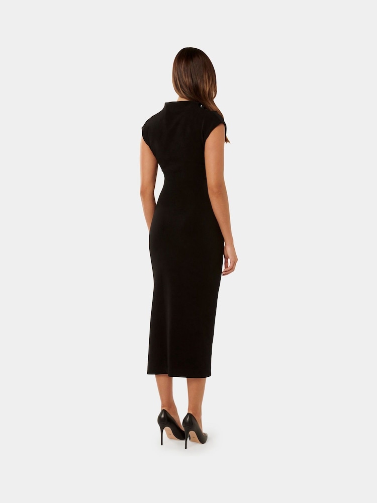 Forever New Black Samantha High Neck Midi Dress - Image 2 of 5
