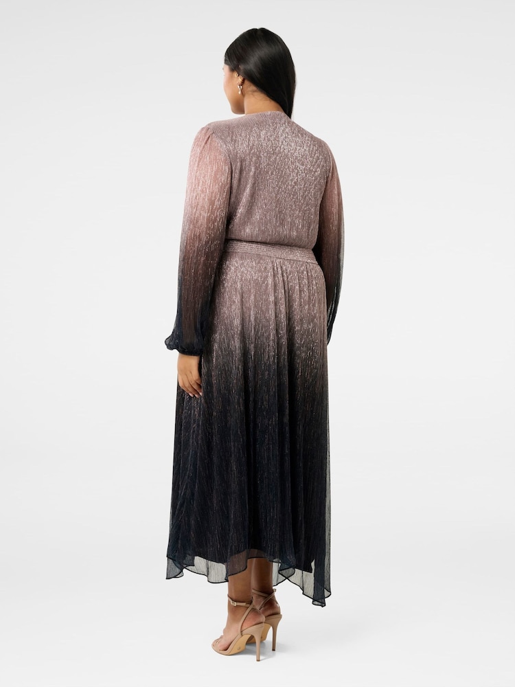 Forever New Pink Gisele Curve Ombre Plisse Maxi Dress - Image 2 of 4