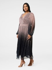 Forever New Pink Gisele Curve Ombre Plisse Maxi Dress - Image 4 of 4