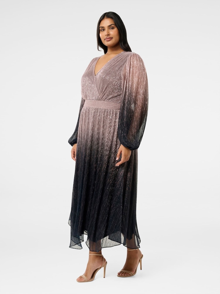 Forever New Pink Gisele Curve Ombre Plisse Maxi Dress - Image 4 of 4
