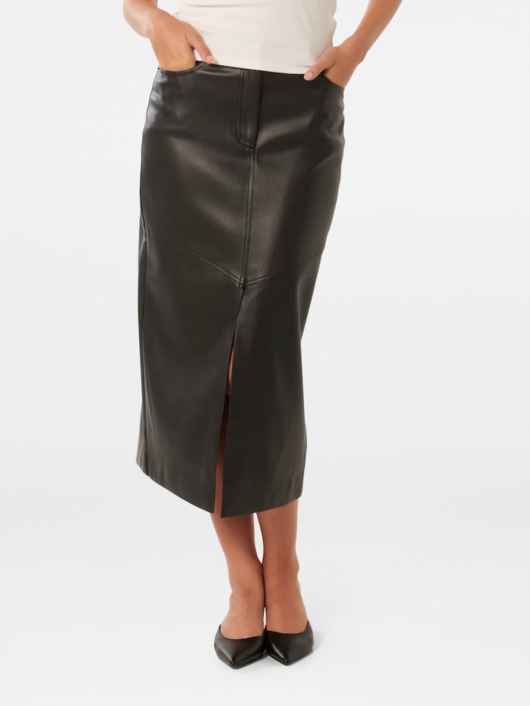 Forever New Black Elodie Vegan Leather Midaxi Skirt - Image 1 of 5