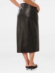 Forever New Black Elodie Vegan Leather Midaxi Skirt - Image 2 of 5