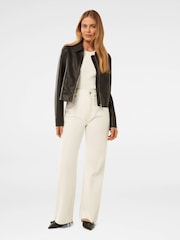 Forever New Black Larissa Top Collar Vegan Leather Jacket - Image 5 of 5