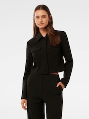 Forever New Black Alex Top Collar Jacket - Image 1 of 5