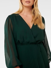 Forever New Green Priscilla Curve Pleated Midi Dress - Image 3 of 4