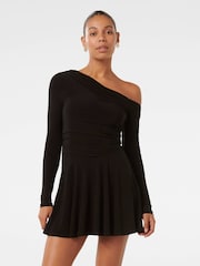 Forever New Black Mini Elise Jersey Twist Dress - Image 1 of 5