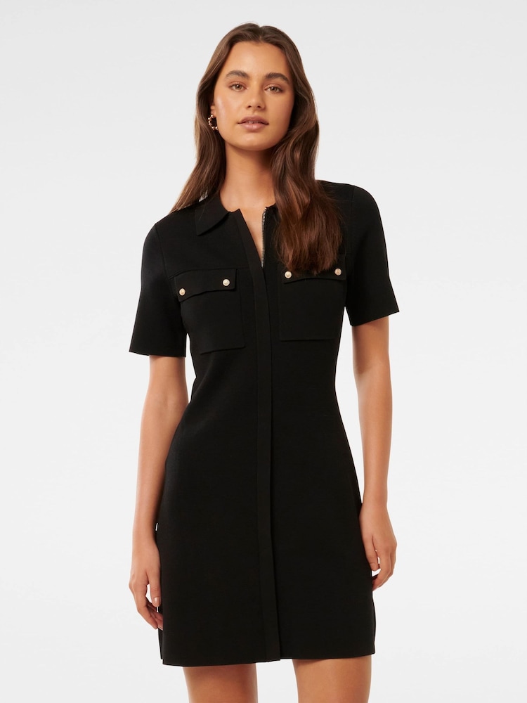 Forever New Black Mini Lucy Crepe Dress - Image 1 of 5