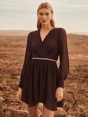 Forever New Purple Mini Genevieve Crinkle Dress - Image 1 of 6