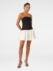 Forever New Black Mini Carla Strapless Contrast Dress With A Touch Of Linen - Image 5 of 5