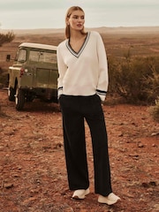 Forever New White Kali Tipped Trim Sweater - Image 1 of 6