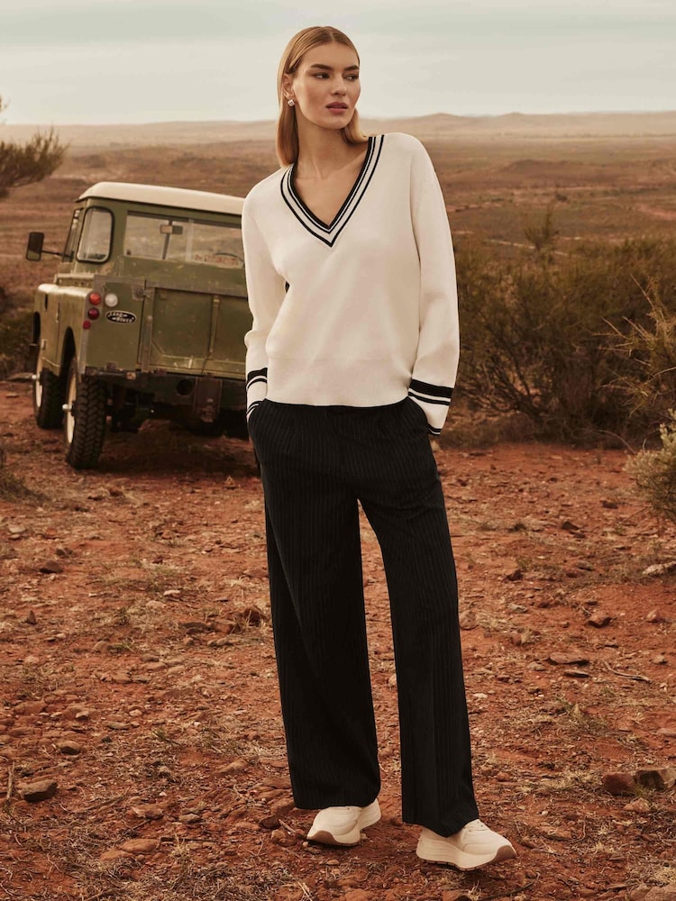 Forever New White Kali Tipped Trim Sweater - Image 1 of 6