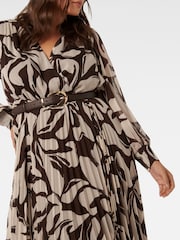 Forever New Brown Saskia Curve Pleated Wrap Midi Dress - Image 3 of 4
