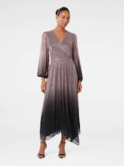 Forever New Pink Gisele Ombre Plisse Maxi Dress - Image 1 of 4