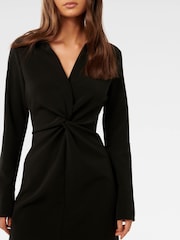 Forever New Black Mini Madison Twist Shirt Dress - Image 3 of 5