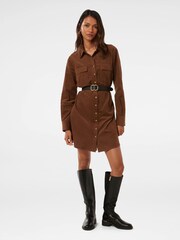 Forever New Brown Mini 100% Cotton Lucie Petite Long Sleeves Co-ord Dress - Image 5 of 5