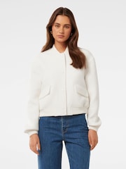 Forever New Cream Becks Boucle Bomber Jacket - Image 1 of 5