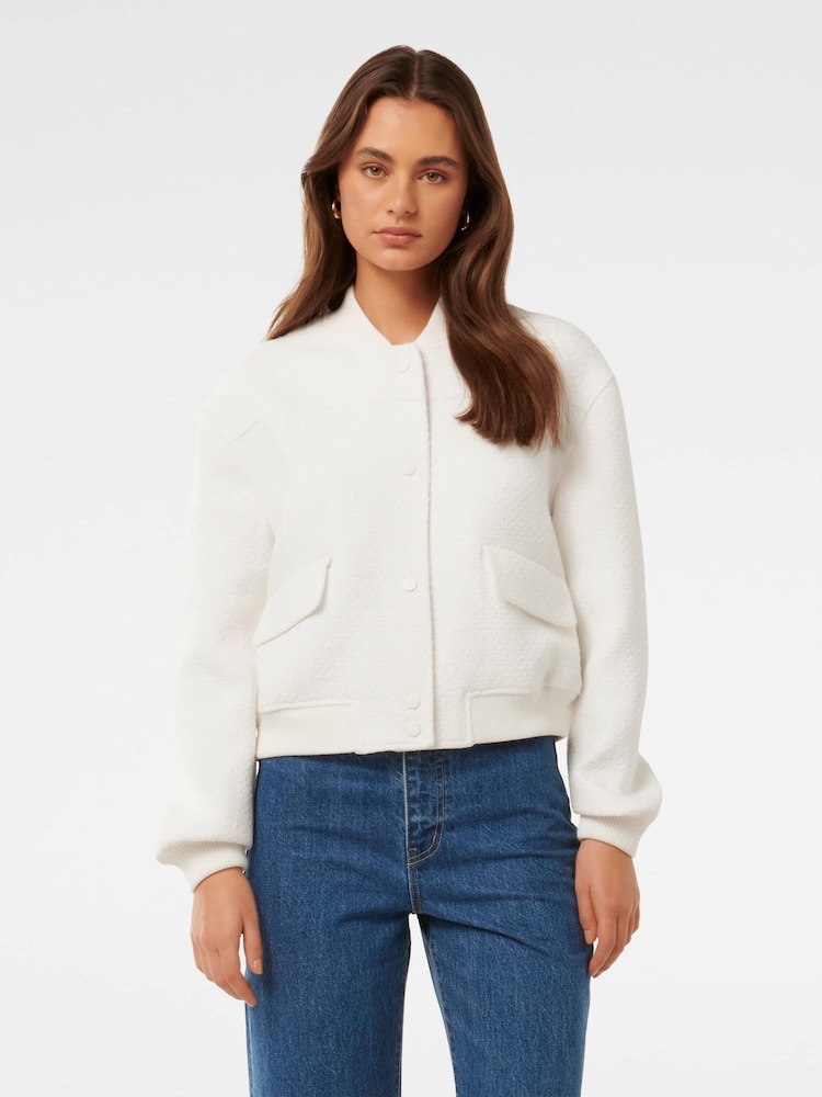 Forever New Cream Becks Boucle Bomber Jacket - Image 1 of 5