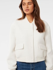 Forever New Cream Becks Boucle Bomber Jacket - Image 3 of 5
