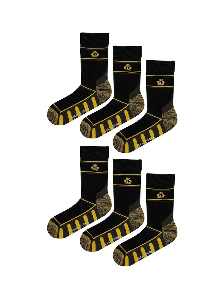 Jeff Banks Black Heavy Duty Work Socks 6 Pack - Image 1 of 5