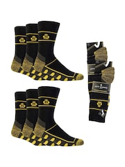 Jeff Banks Black Heavy Duty Work Socks 6 Pack - Image 5 of 5