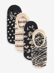 Wild Feet Natural Fluffy Cosy Peds Socks with Non Slip Grip Pack 4 - Image 1 of 5