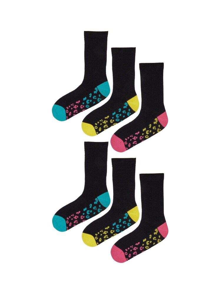 Wild Feet Black Bamboo Socks with Fashion Soles - Image 2 of 7 Wild Feet Black Bamboo Socks with Fashion Soles - Image 2 of 7