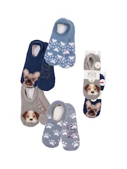 Wild Feet Grey Fluffy Cosy Peds Socks with Non Slip Grip Pack 4 - Image 11 of 12