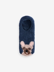 Wild Feet Grey Fluffy Cosy Peds Socks with Non Slip Grip Pack 4 - Image 2 of 12