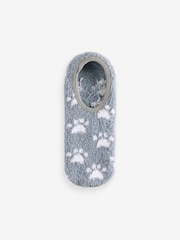 Wild Feet Grey Fluffy Cosy Peds Socks with Non Slip Grip Pack 4 - Image 5 of 12