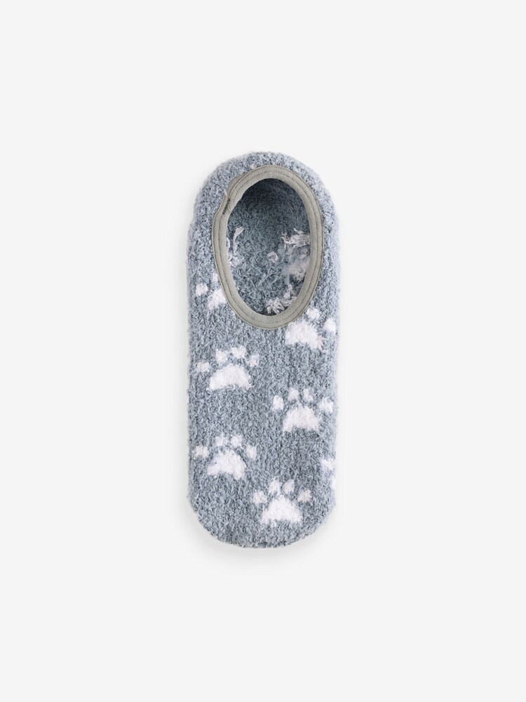 Wild Feet Grey Fluffy Cosy Peds Socks with Non Slip Grip Pack 4 - Image 5 of 12