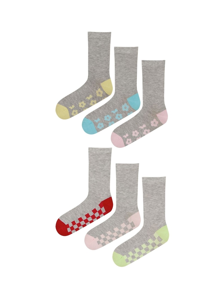 Wild Feet Grey Bamboo Socks With Fashion Soles - Image 2 of 7