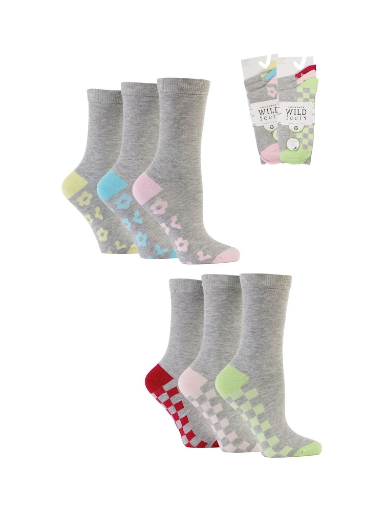 Wild Feet Grey Bamboo Socks With Fashion Soles - Image 7 of 7