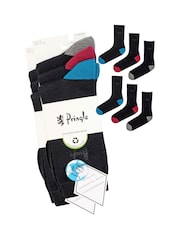 Pringle Black Cotton Crew Socks with Fashion Heels and Toes 6 pack - Image 5 of 9