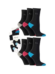 Pringle Black Cotton Crew Socks with Fashion Heels and Toes 6 pack - Image 6 of 9